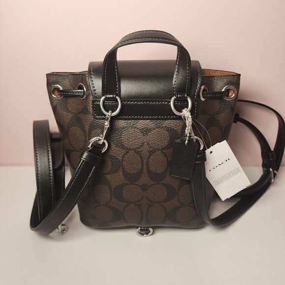 NWT Coach CL458 Amelia Backpack Signature Canvas & Leather Brown - Picture 3 of 6